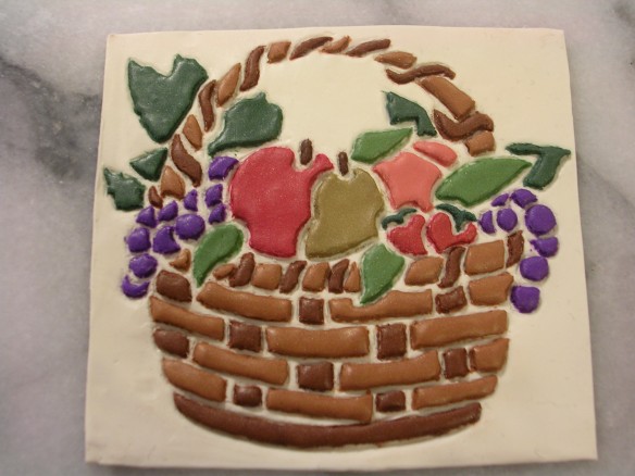 Coaster - autumn fruit basket stencil design